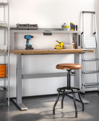 Acacia Wood Seat Pneumatic Adjustable Work Stool