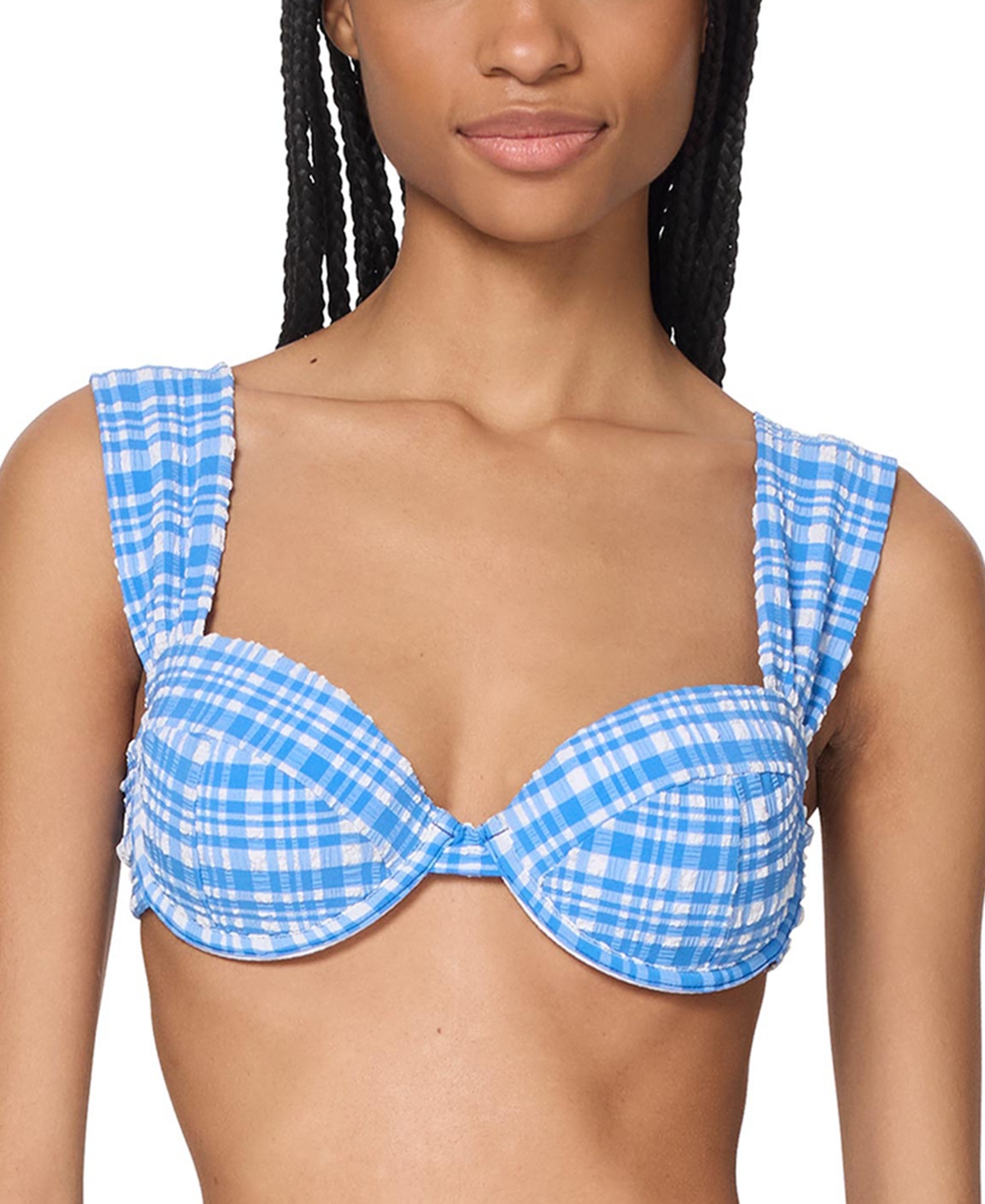 Kate Spade New York Check Underwire Bra Top In Yellow