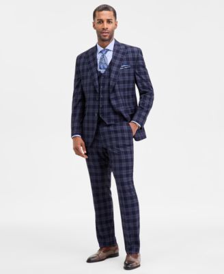 Men's Classic-Fit Blue Plaid Suit Separate Jacket