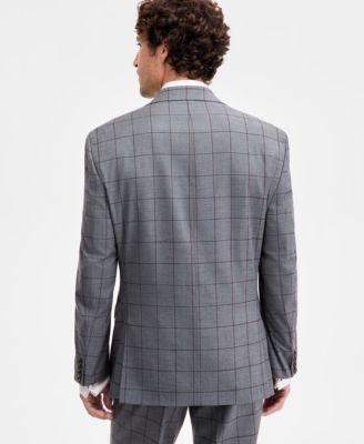 Men's Classic-Fit Windowpane Suit Separate Jacket