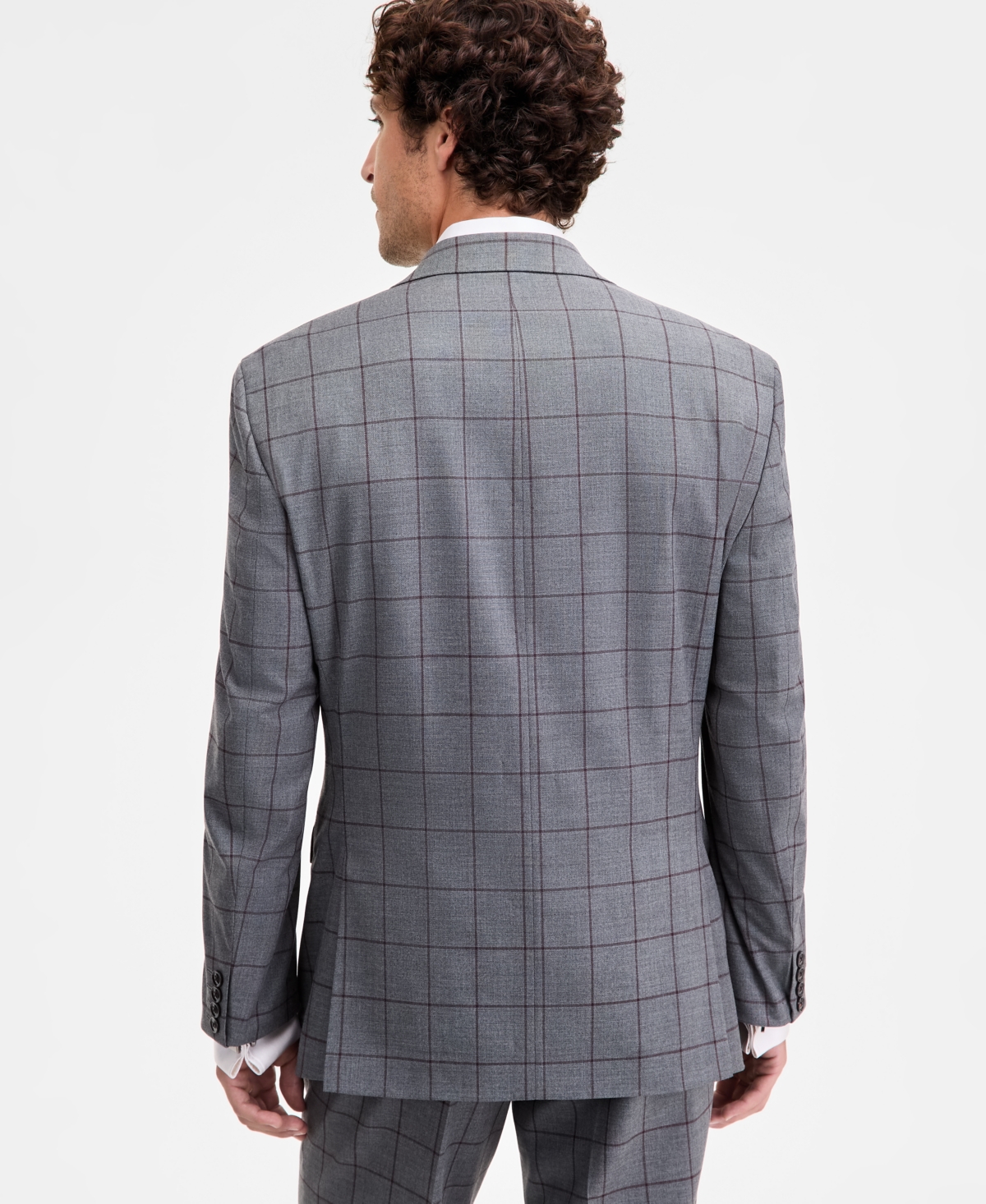 Tayion Collection Men's Classic-fit Windowpane Suit Separate Jacket In Gray