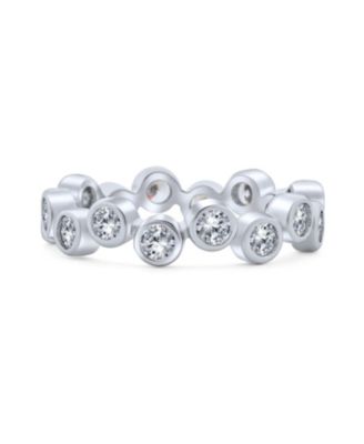 Bubble Circle Geometric Zig Zag Cubic Zirconia Bezel Band CZ Eternity Ring .925 Sterling Silver
