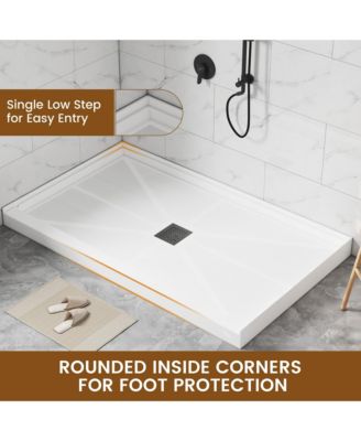 60"W X 36"D SMC Single Threshold Shower Base Anti-Slip Shower Pan, Drain Assembly & Drain Cover Included