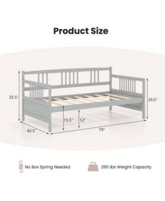 Twin Size Wooden Slats Daybed Bed with Rails