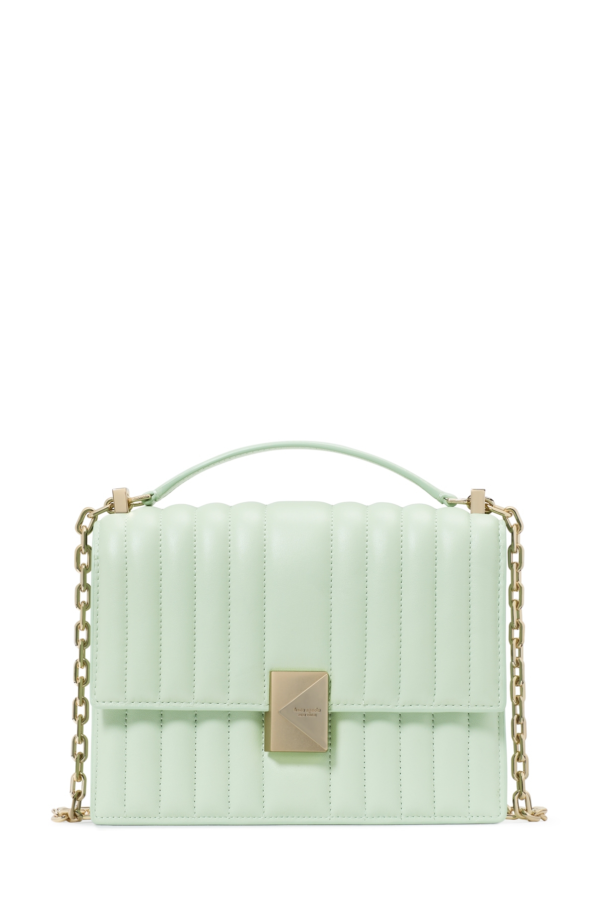 Kate Spade Deco Quilted Leather Small Chain Shoulder Bag In Pistachio Ice