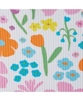 Toddler Girls Toddler/Child White Floral Rib Knit Dress