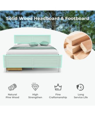 Full Size Bed Frame with Storage Drawers and Solid Wood Headboard