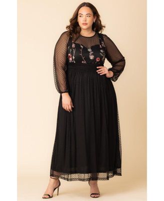 Plus Size Mystique Mixed Media Evening Gown