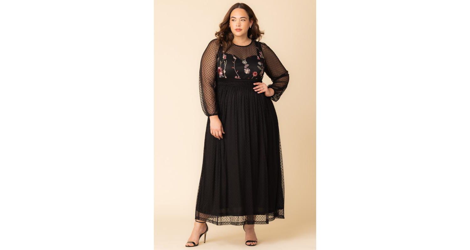 Plus Size Mystique Mixed Media Evening Gown