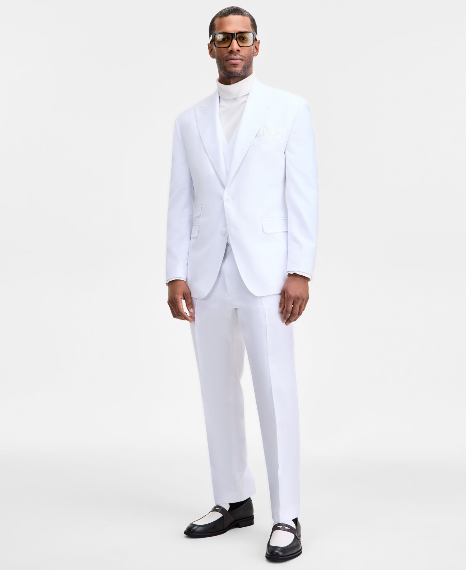 Men's Classic-Fit Solid Double-Breasted Suit Separate Vest