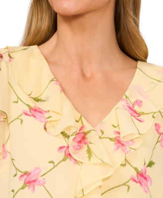 (取寄) シーシー レディース フラッター スリーブ フロント キーホール ブラウザ CeCe women Flutter Sleeve Front Keyhole Blouse Peach Coral CeCe Flutter Sleeve Blooming Romance Blouse New Ivory LG at