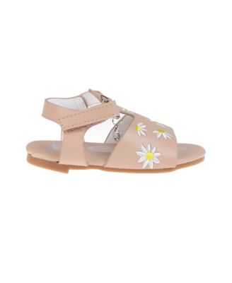 Toddler Girls Denim and Embroidered Flowers Sandals