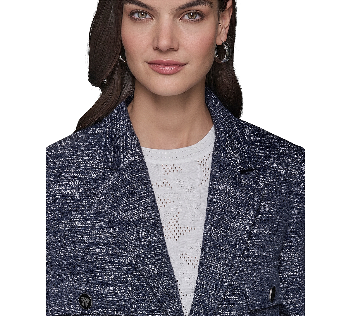 Karl Lagerfeld Women's Tweed Cropped Jacket In Indigo