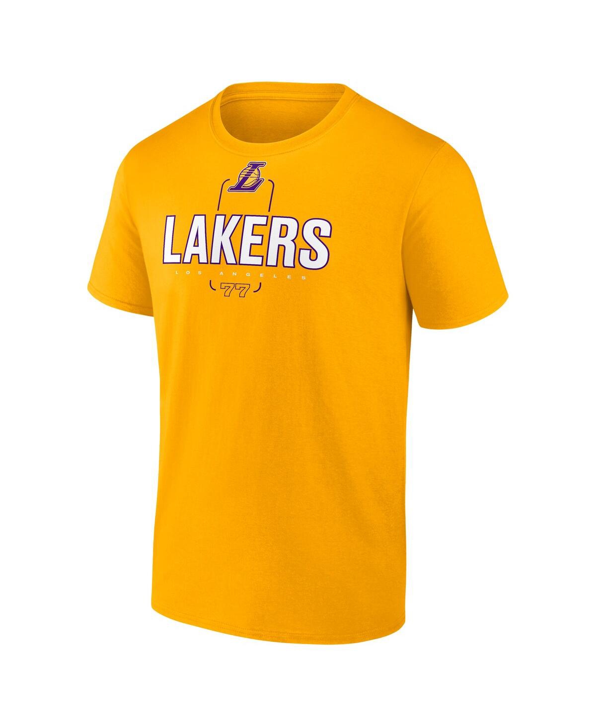 Fanatics Men's Luka Doncic Gold Los Angeles Lakers Behind The Back Name Number T-shirt In Gold