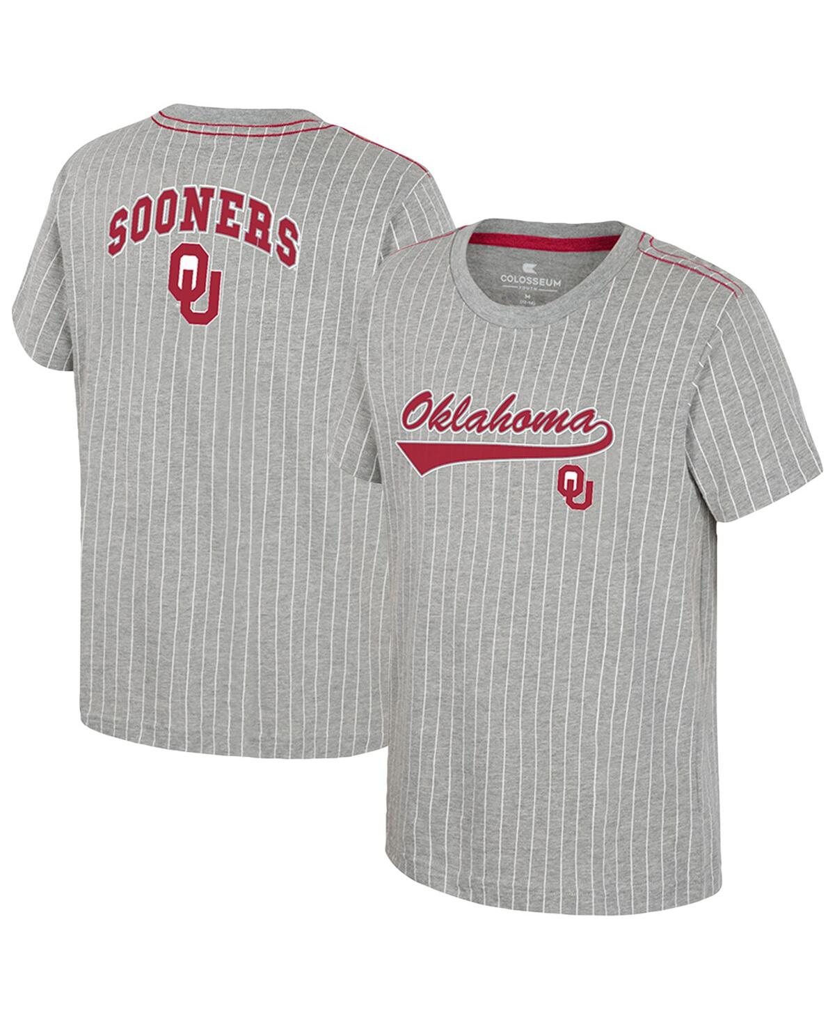 Colosseum Big Boys And Girls Heather Gray Oklahoma Sooners Airball Baseball T-shirt In Heather Gray