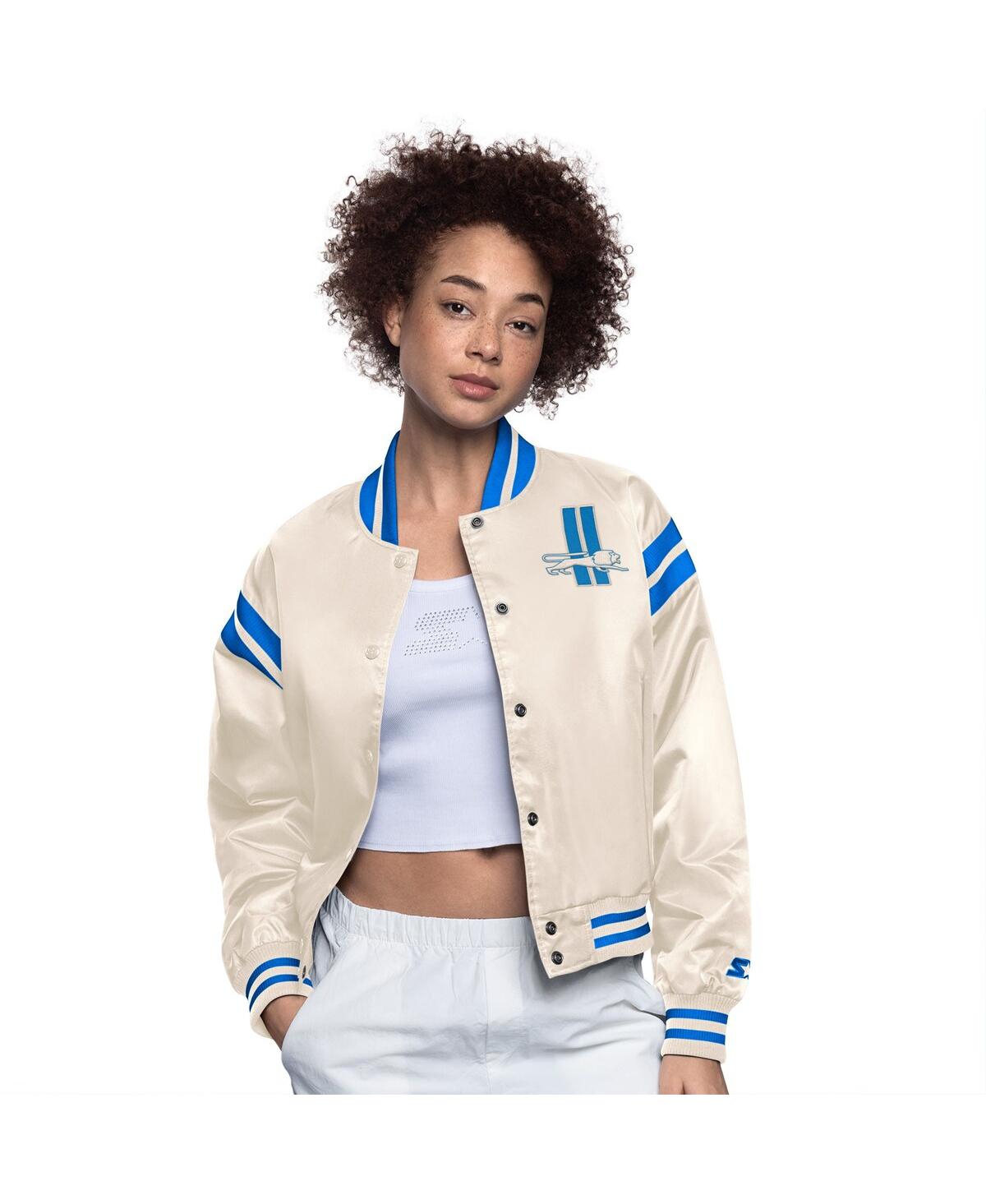 Women's Cream Detroit Lions Full Count Full-Snap Satin Jacket - Cream