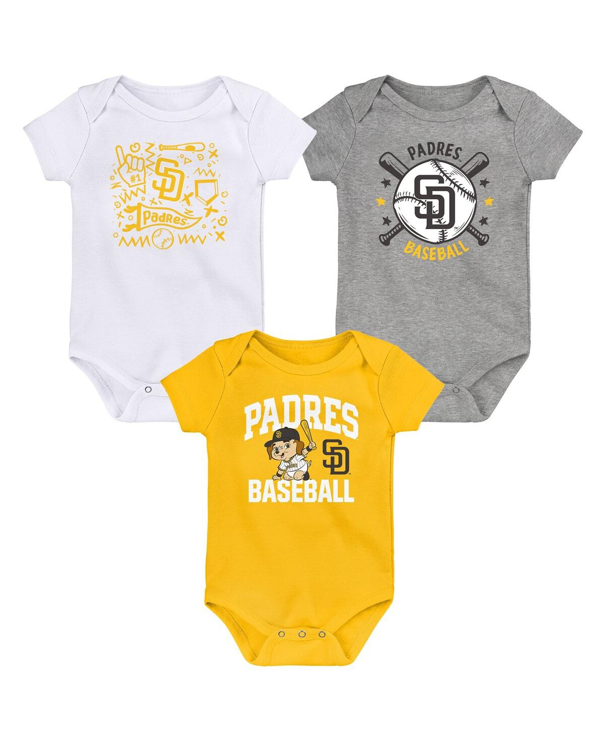Outerstuff Newborn San Diego Padres Batter Up Bodysuit 3-pack In Multi