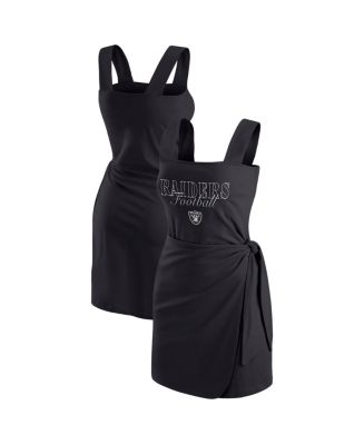 raiders dress for women Women's G-III 4Her by Carl Banks Black Las Vegas Main Field Maxi tumble dry on low Las Vegas Raiders Pirate Logo