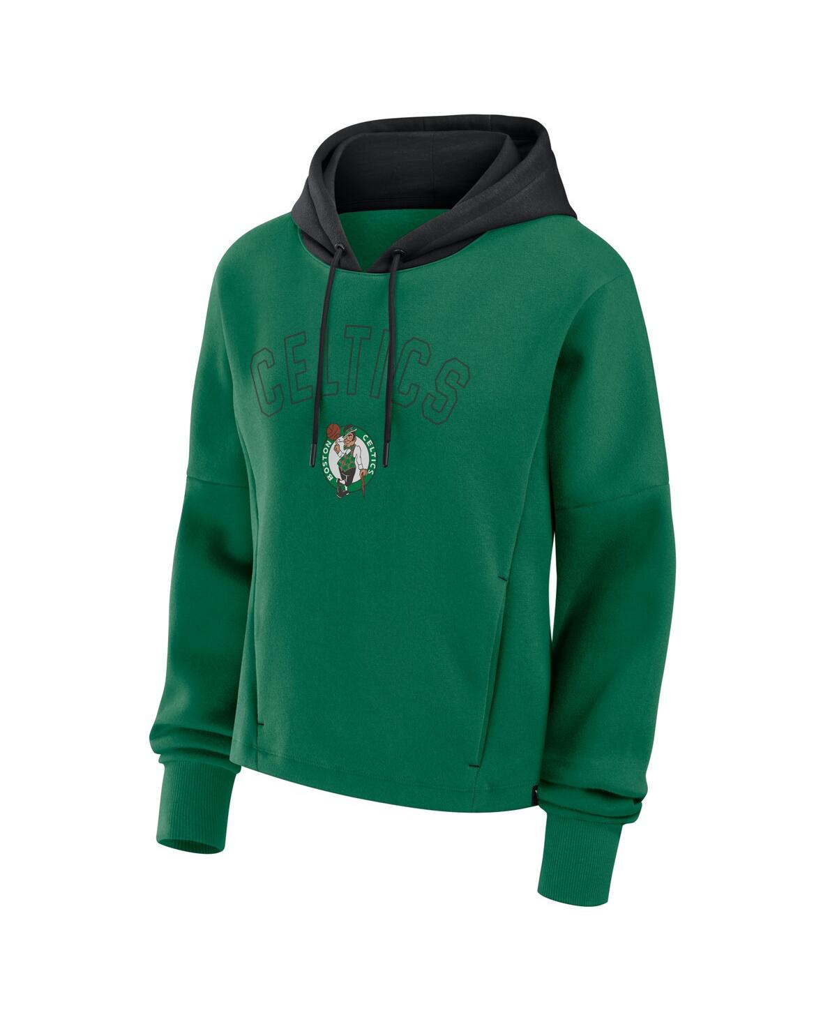 Fanatics Women's Kelly Green Boston Celtics Post Up Boxy Pullover Hoodie In Kelly Green,black