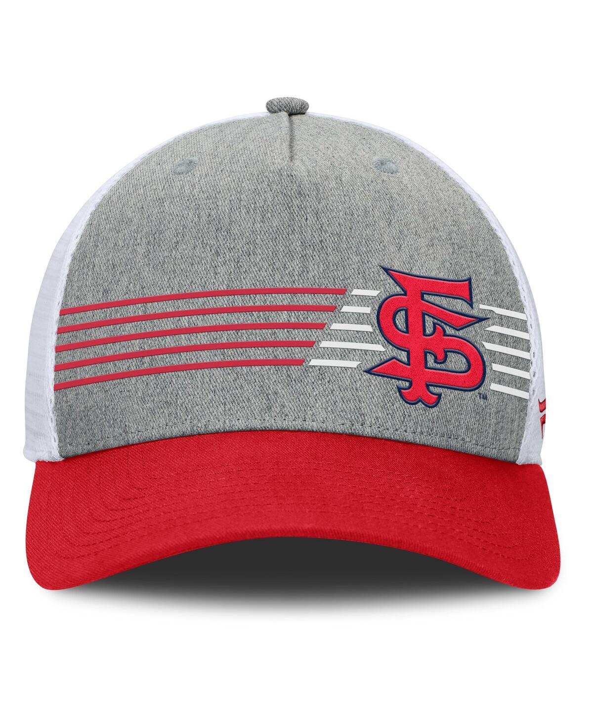 Fanatics Men's Heather Gray/red Fresno State Bulldogs Profile Trucker Adjustable Hat In Heather Gray,red