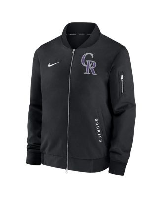Men's Black Colorado Rockies Authentic Collection Dugout Full-Zip Bomber Jacket