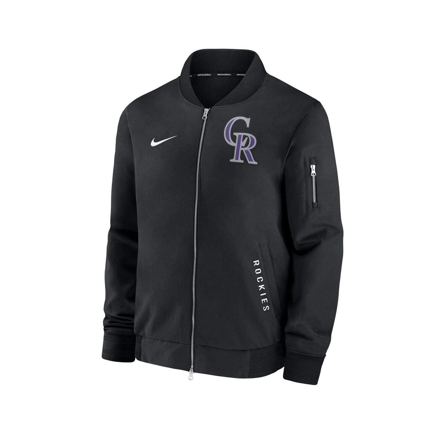 Men's Black Colorado Rockies Authentic Collection Dugout Full-Zip Bomber Jacket