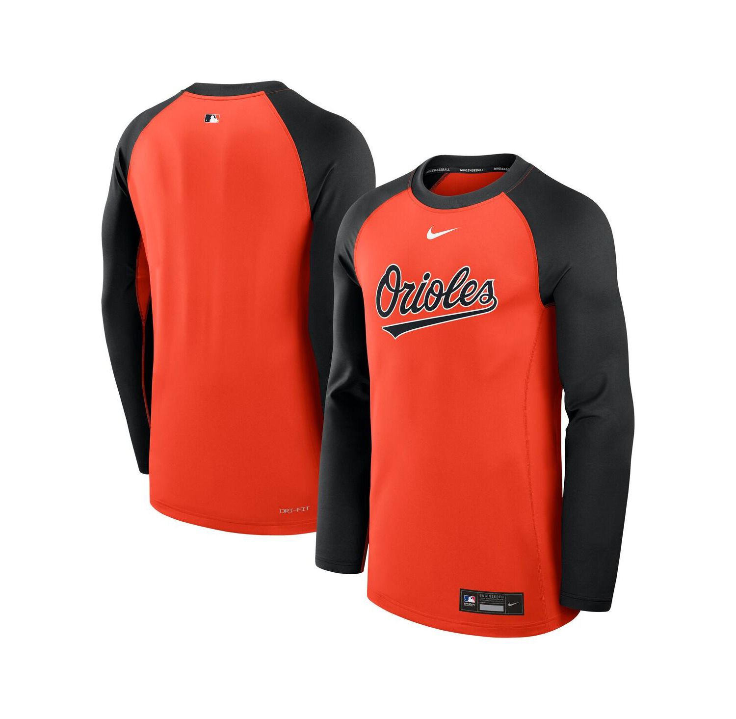 Men's Orange/Black Baltimore Orioles Authentic Collection Game Time Raglan Performance Long Sleeve T-Shirt