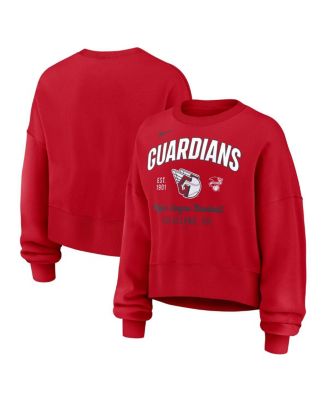 Nike - Women's Red Cleveland Guardians Oversized Long Sleeve Cropped Pullover Sweatshirt