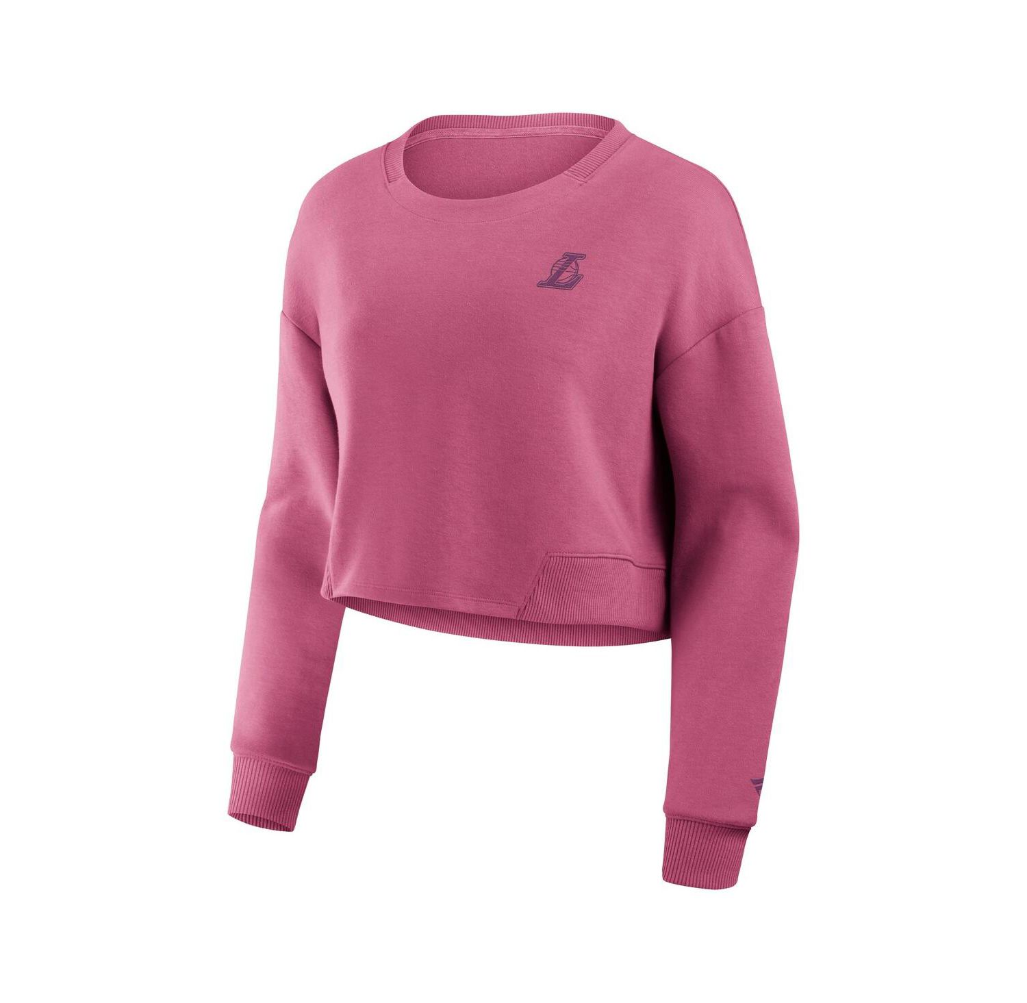 Women's Pink Los Angeles Lakers Studio Premium Cropped Pullover Sweatshirt