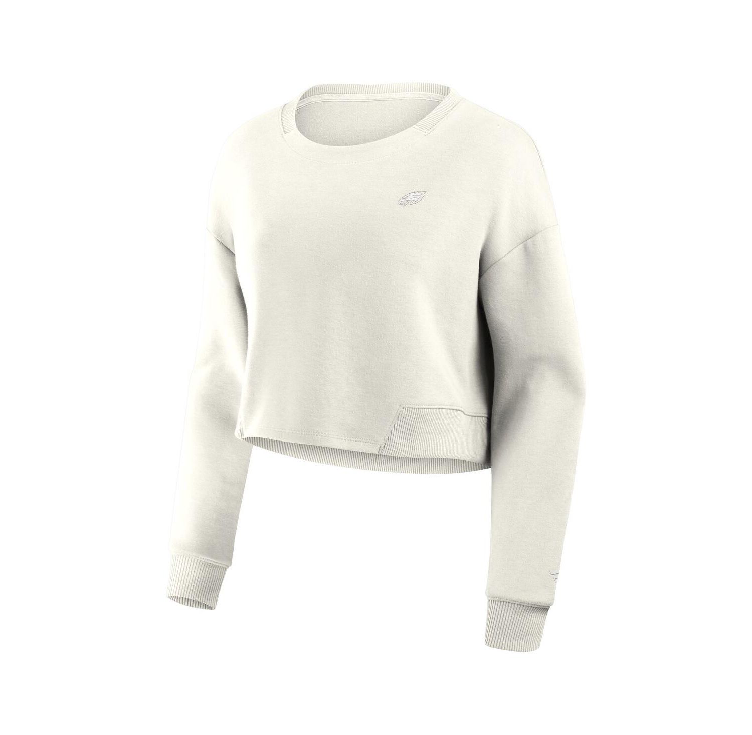 Women's Cream Philadelphia Eagles Studio Cropped Pullover Sweatshirt
