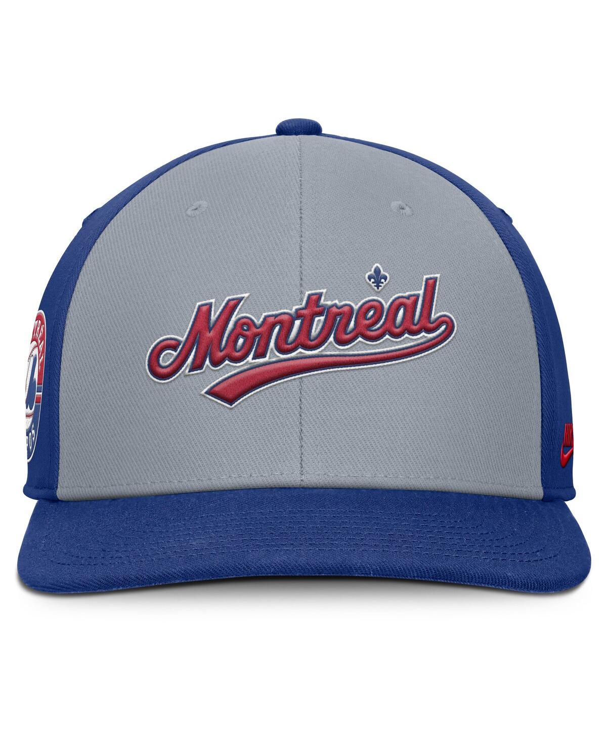 Nike Men's Gray/blue Montreal Expos Cooperstown Collection Pro Performance Snapback Hat In Gray,blue