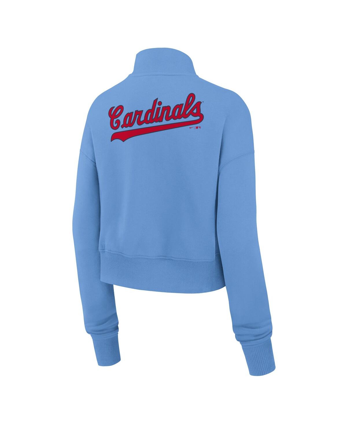 Nike Women's Light Blue St. Louis Cardinals Cooperstown Collection Phoenix Fleece Half-zip Sweatshirt In Light Blue