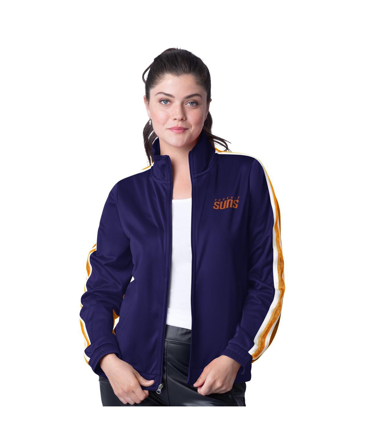 Women's Purple/Orange Phoenix Suns Rebel Sequin Bling Full-Zip Track Jacket - Purple, Orange