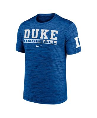 Men's Royal Duke Blue Devils Velocity Baseball Wordmark Stack Performance T-Shirt