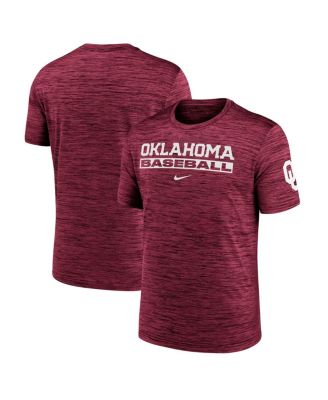 Nike - Men's Crimson Oklahoma Sooners Velocity Baseball Wordmark Stack Performance T-Shirt