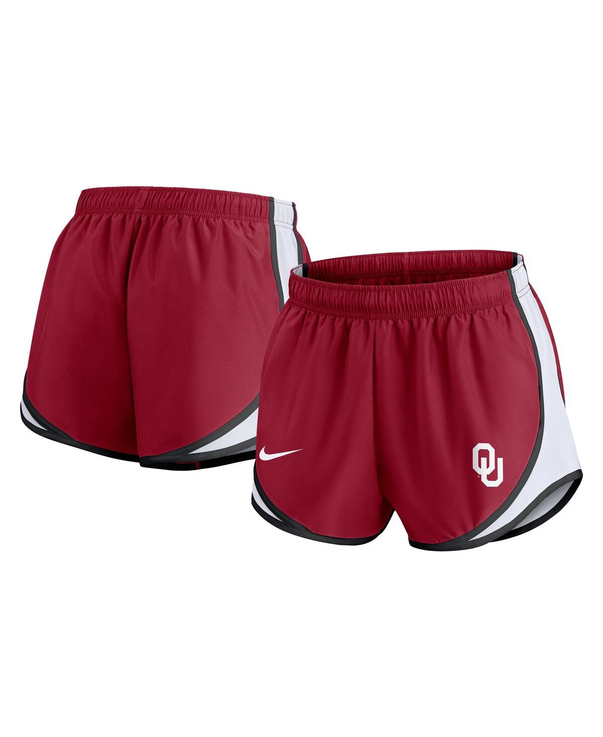 Nike Women's Crimson Oklahoma Sooners Spring Break Tempo Performance Shorts In Crimson,white