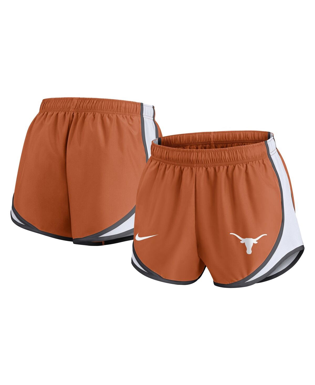 Nike Women's Texas Orange Texas Longhorns Spring Break Tempo Performance Shorts In Burnt Orange,white