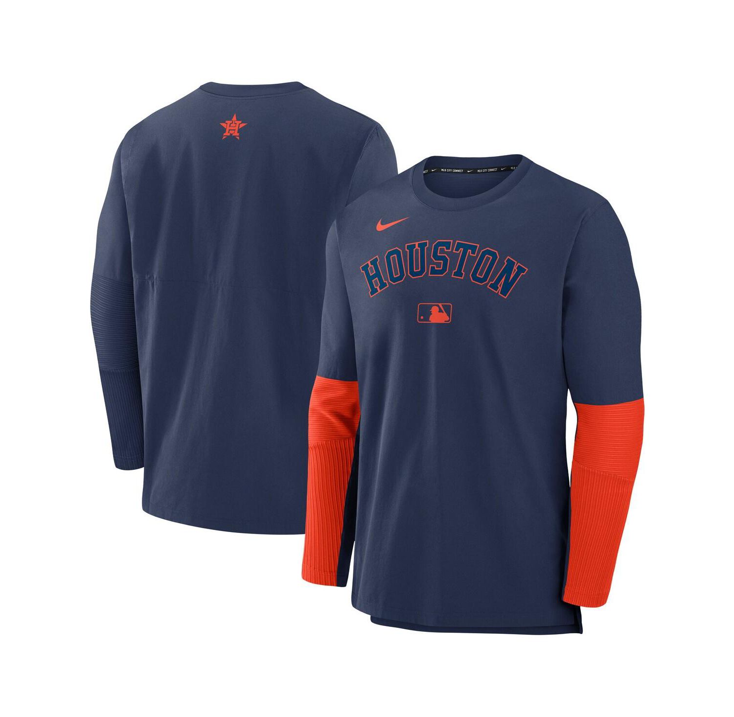 Men's Navy/Orange Houston Astros Authentic Collection Player Lightweight Performance Long Sleeve Top