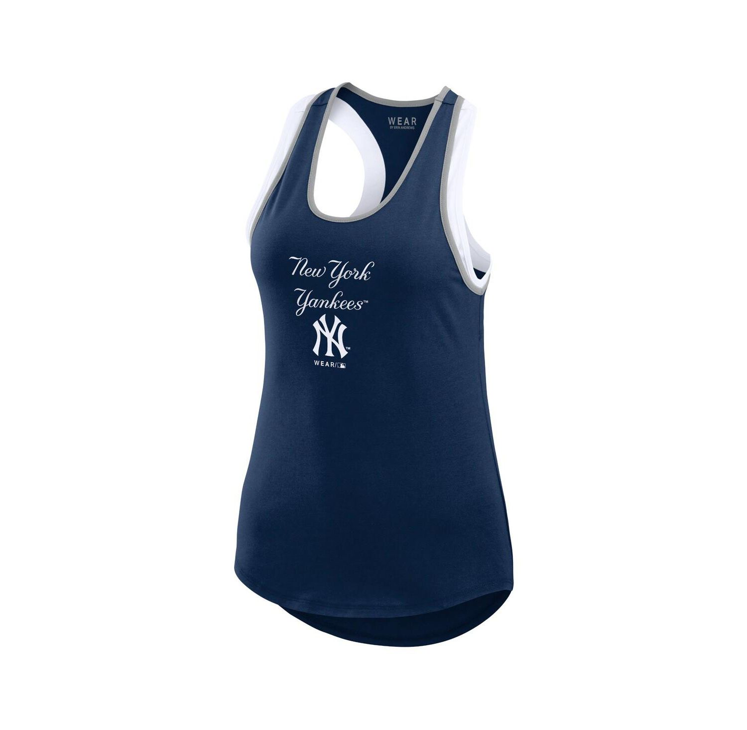 Women's Navy New York Yankees Colorblock Racerback Tank Top