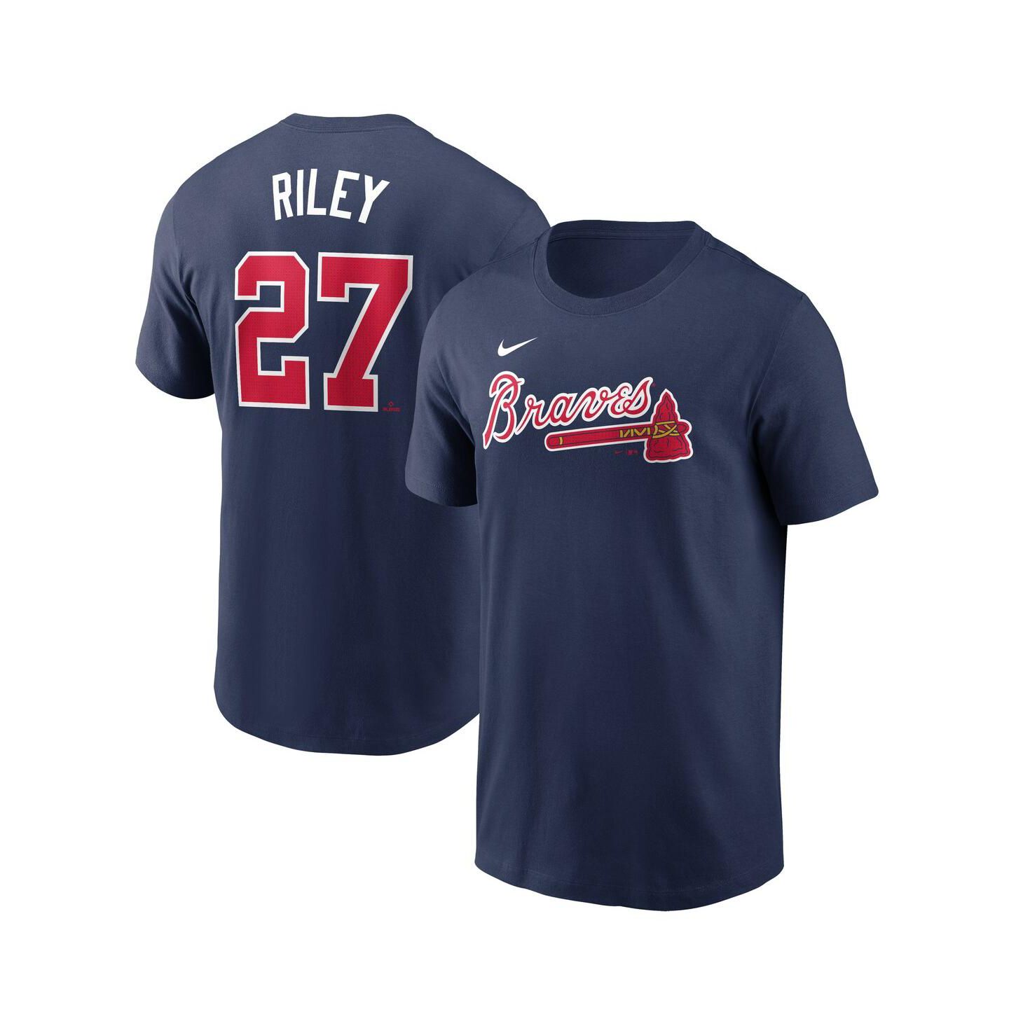 Мужская футболка Nike Austin Riley Navy Atlanta Braves Fuse Name & Number — фото 1