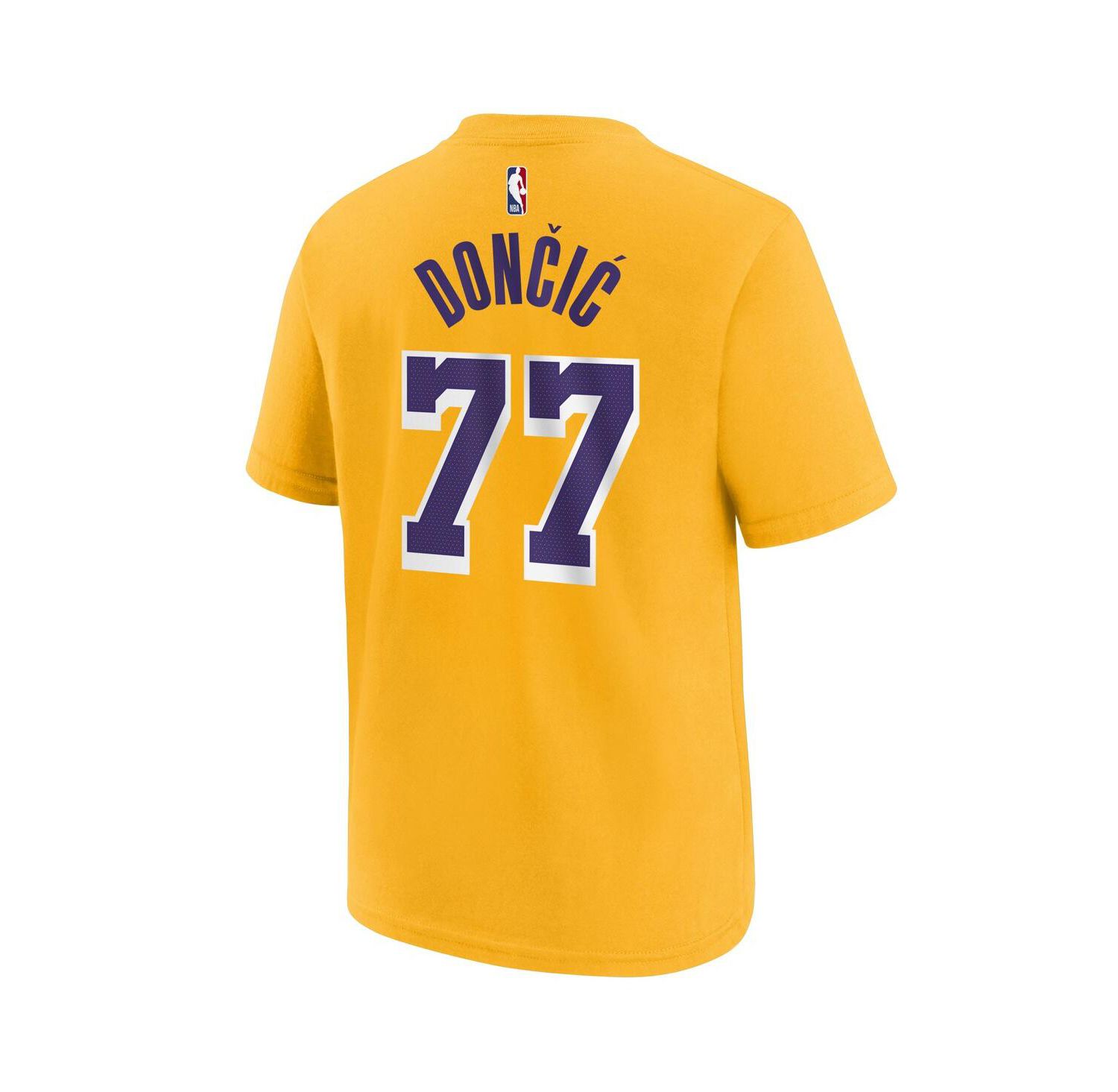 Men's Luka Doncic Gold Los Angeles Lakers Icon Edition Name & Number T-Shirt