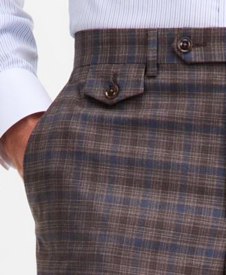 Men's Classic-Fit Tan/Blue Plaid Suit Separate Pants