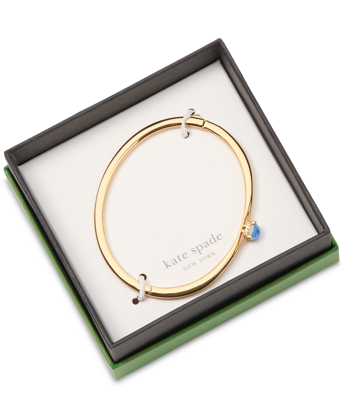 Kate Spade Gold-tone Color Cubic Zirconia Bangle Bracelet In Blue.