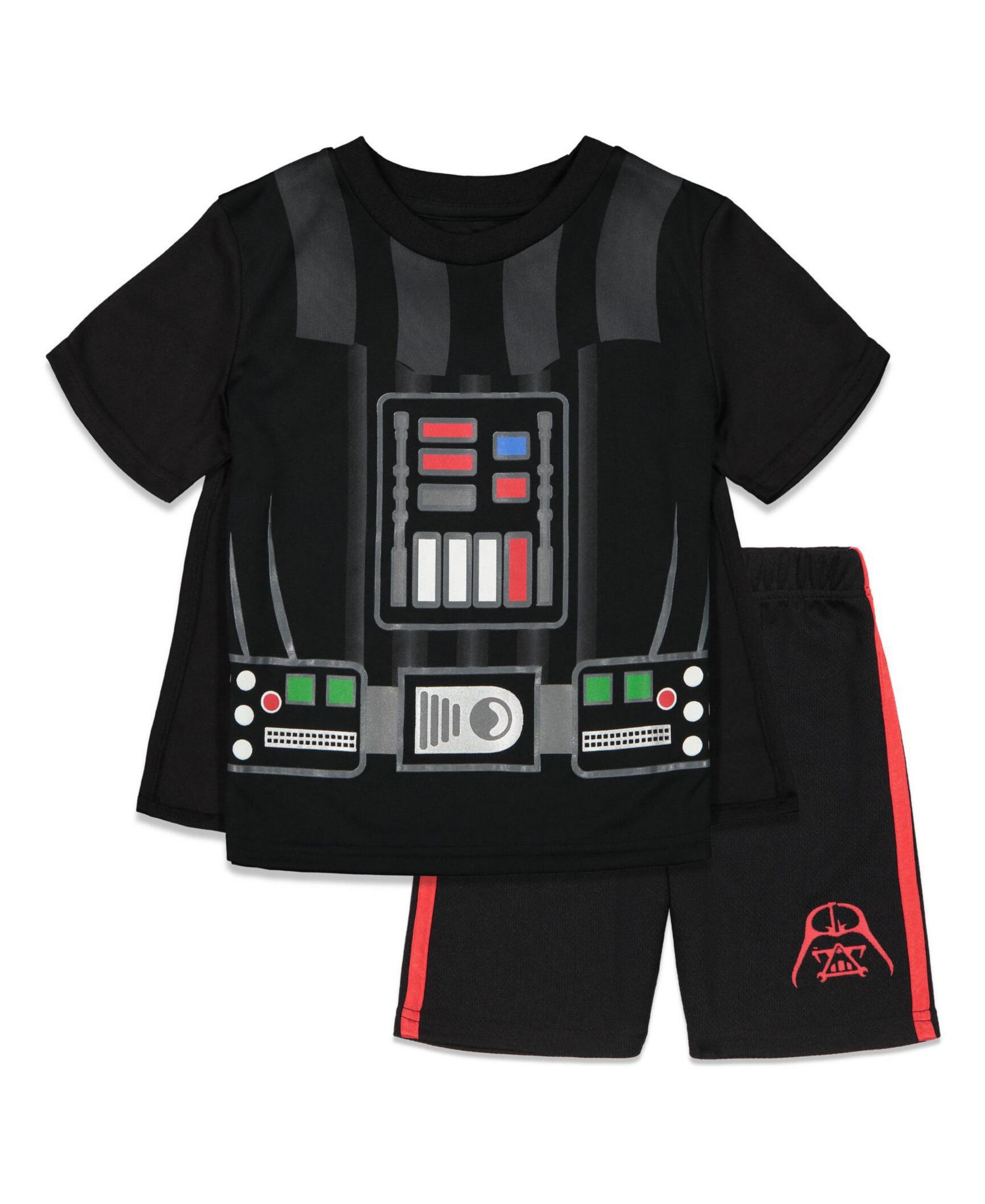 Darth Vader Costume T-Shirt Shorts & Cape 3 Piece