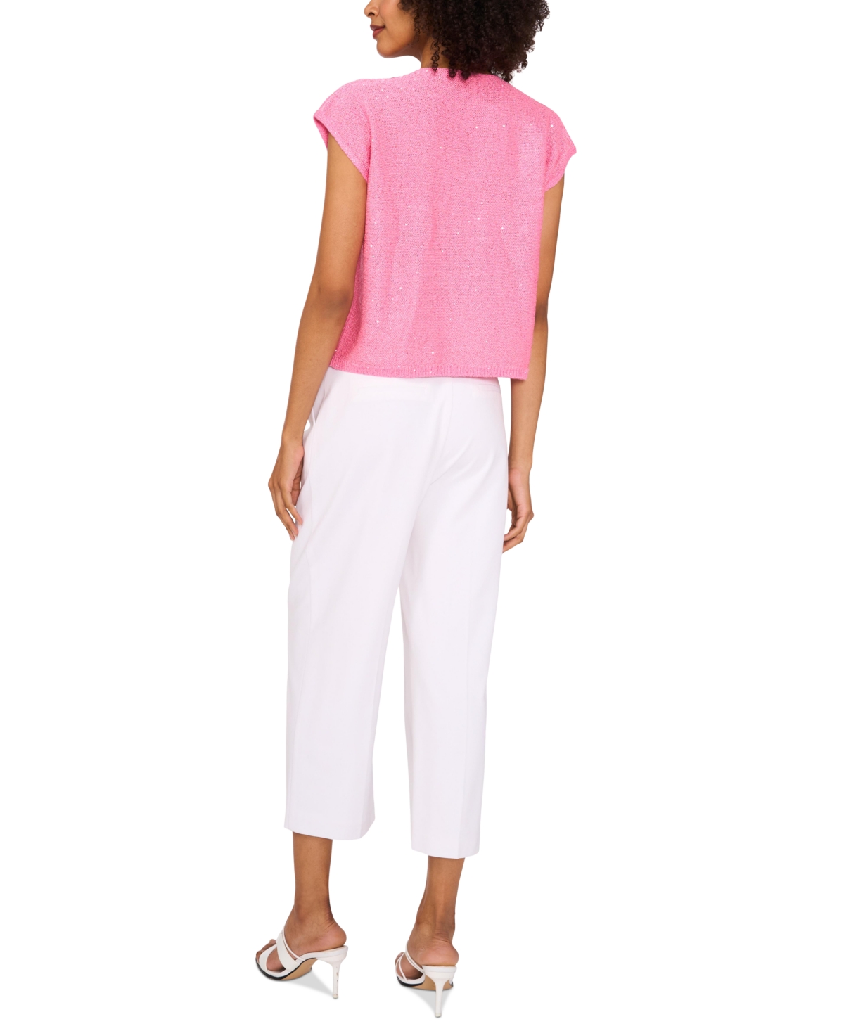VINCE CAMUTO WOMEN'S SHINE V-NECK CAP-SLEEVE SWEATER 