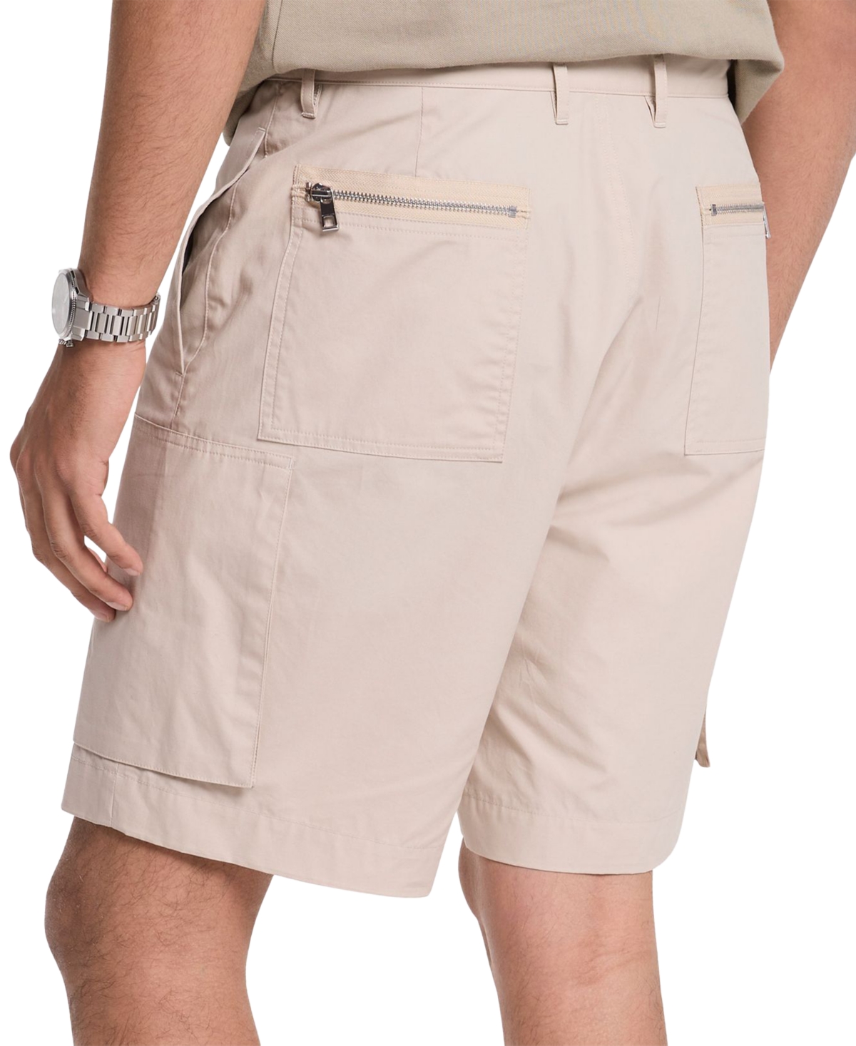 Michael Kors Cotton Poplin Zip Cargo Shorts In Neutral