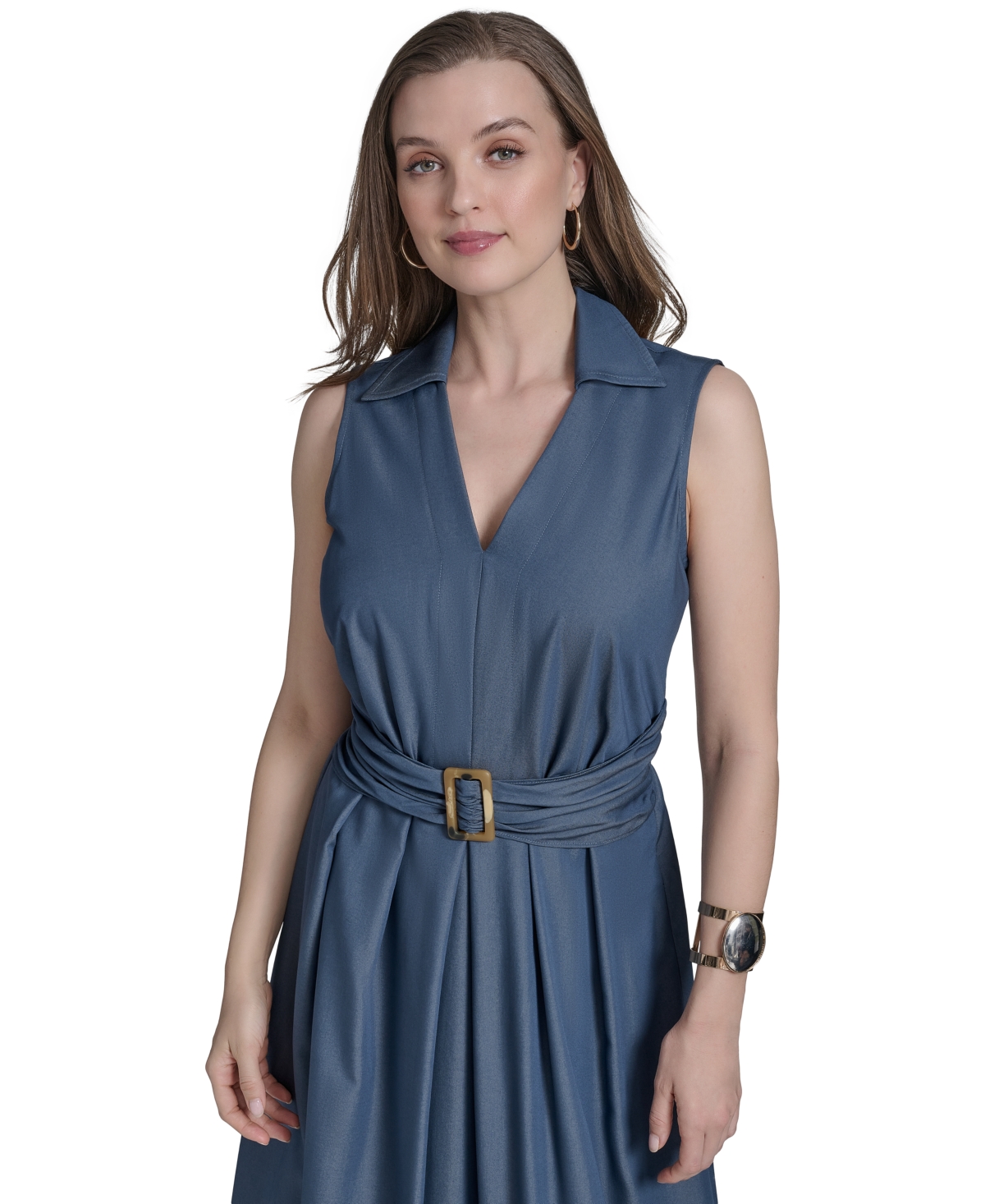 HALSTON WOMEN'S BELTED MAXI DRESS 