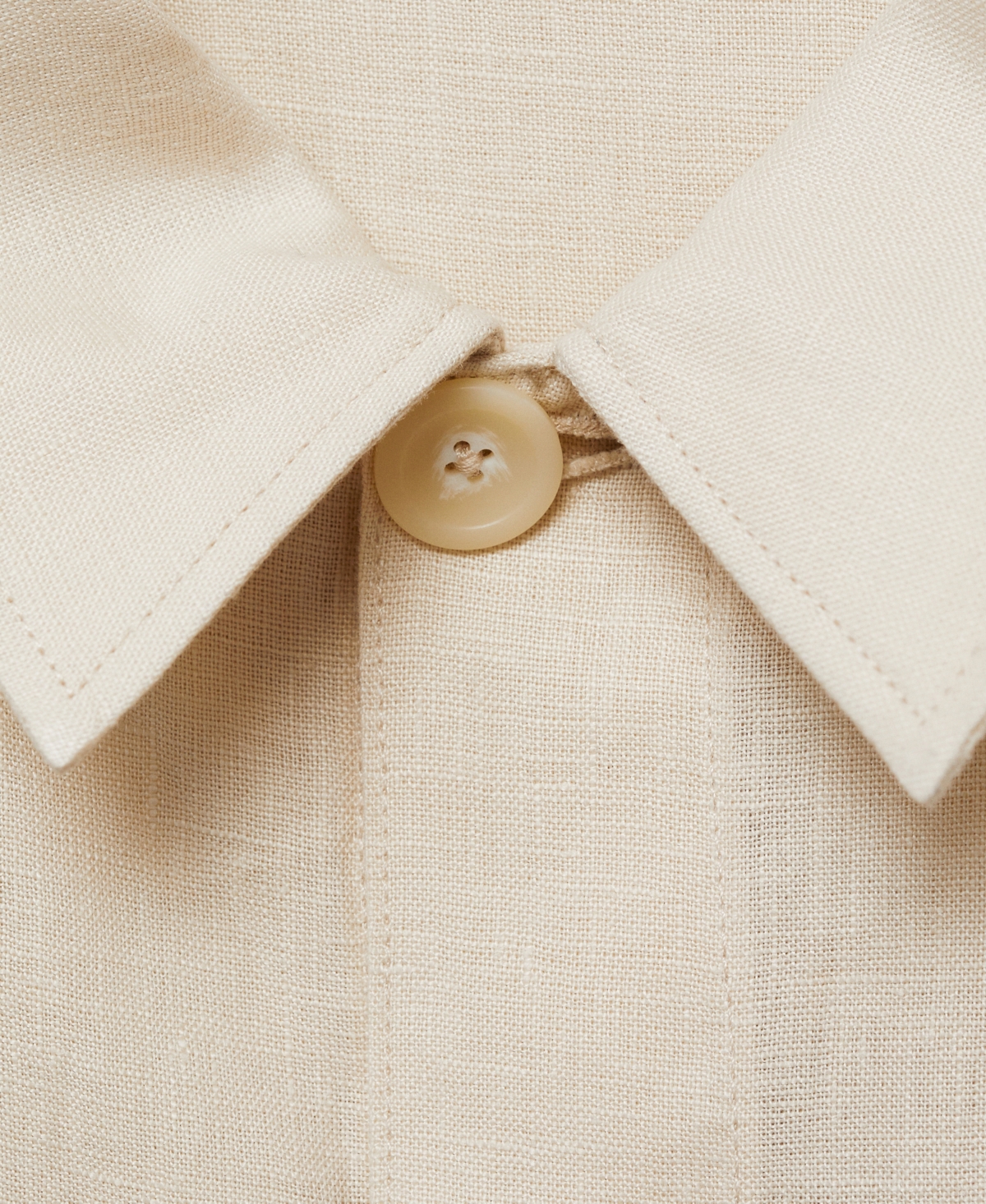 Mango Linen Overshirt With Pockets In Neutral