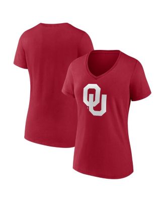 Fanatics - Women's Crimson Oklahoma Sooners Primary Logo V-Neck T-Shirt