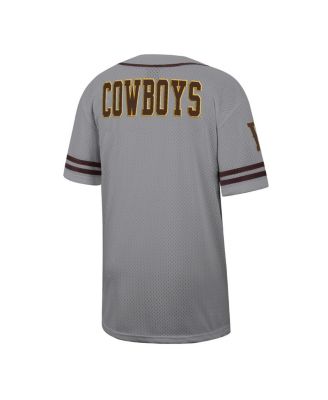 Men's Gray Wyoming Cowboys Free Spirited Baseball Jersey